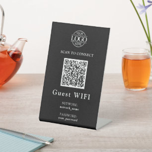 Modern Wifi Password &  Network   Business QR Code Pedestal Sign