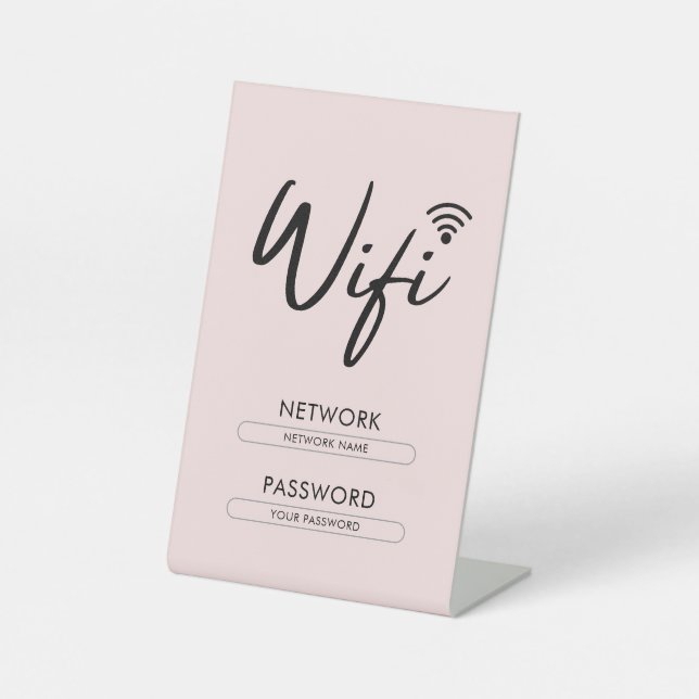 Modern Wifi Password Network  Pedestal Sign (Front)
