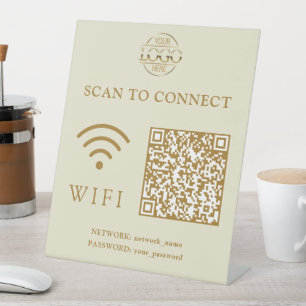 Modern Wifi Password & Network   QR Code Logo Pedestal Sign