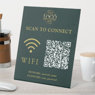 Modern Wifi Password & Network QR Code Logo Pedestal Sign