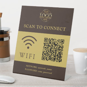 Modern Wifi Password & Network   QR Code Logo Pedestal Sign