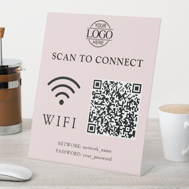 Modern Wifi Password & Network | QR Code Logo Pedestal Sign (In SItu)