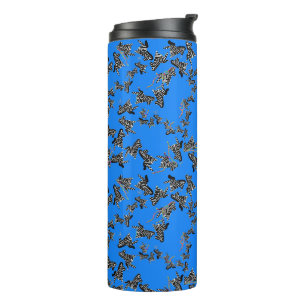 Modern wild blue zebra thermal tumbler