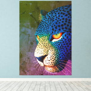 Modern Wild Cat Portrait with Red Eyes Canvas Print