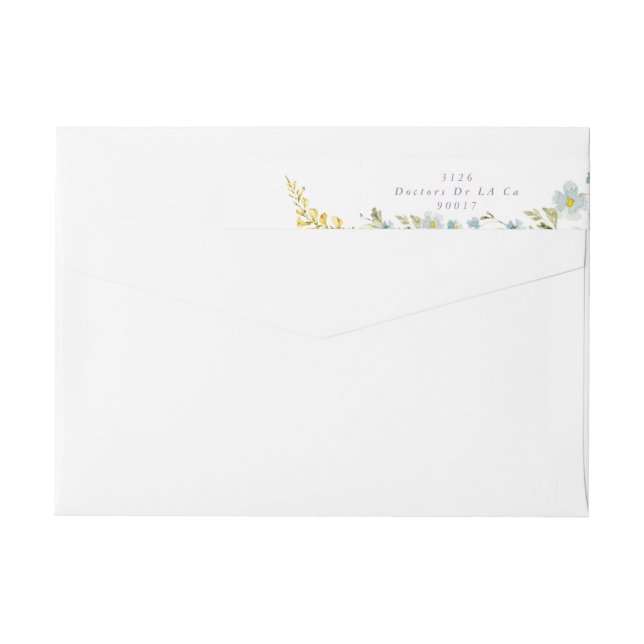 Modern Wild Flower Boho Wedding Address Wrap Around Label (Back)