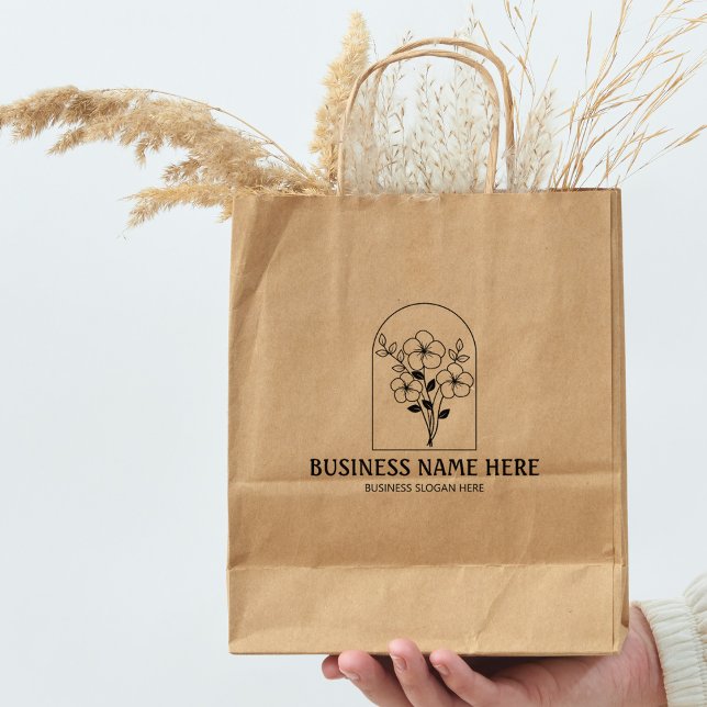 Modern Wild Flower Custom Business Template Large Rubber Stamp (Creator Uploaded)