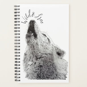 Modern Wild & Free Script Howling Wolf Fine Art Planner