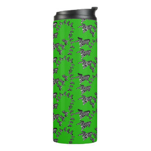 Modern wild green zebra thermal tumbler