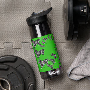 Modern wild green zebra water bottle