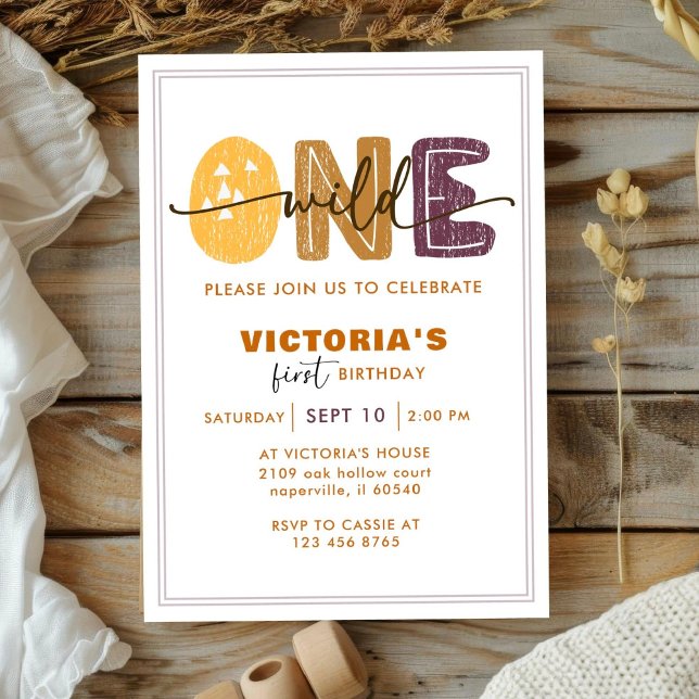 Modern Wild One First Birthday Custom photo  Invitation (Creator Uploaded)