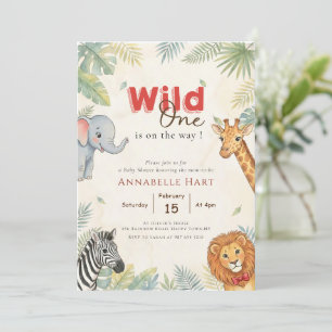 Modern Wild One Watercolor Jungle Baby Shower Invitation