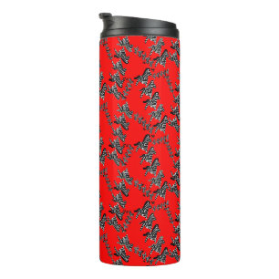 Modern wild red zebra thermal tumbler