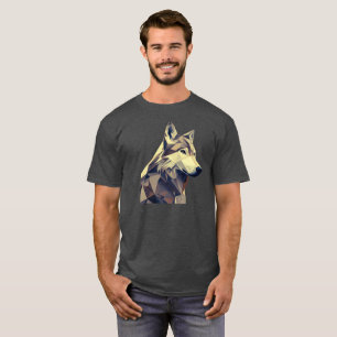 Modern Wilderness: Abstract Geometric Wolf Design T-Shirt