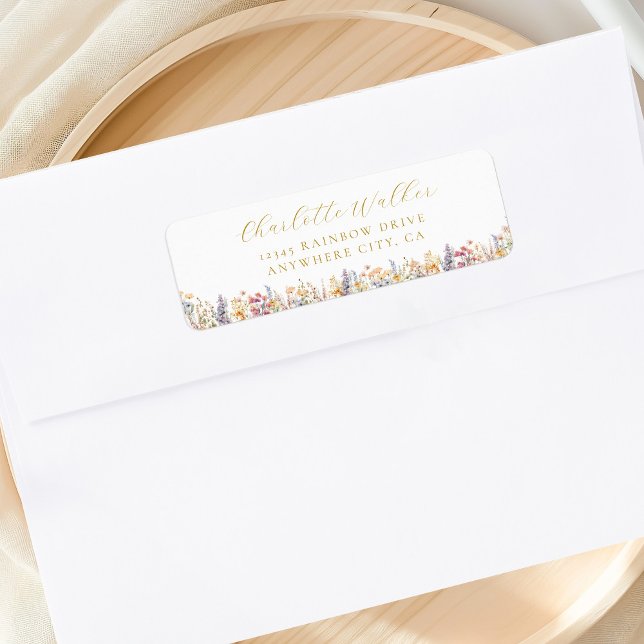 Modern, Wildflower Baby Shower Address (Modern, Wildflower Baby Shower Address Label with your name and date)