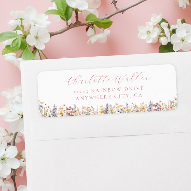 Modern, Wildflower Baby Shower Address (Modern, Wildflower Baby Shower Address Label with your name and date)