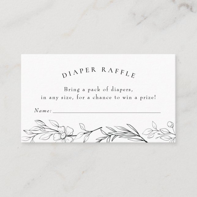 Modern Wildflower Baby Shower Diaper Raffle Ticket (Front)