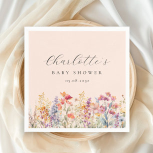Modern, Wildflower Baby Shower Napkin