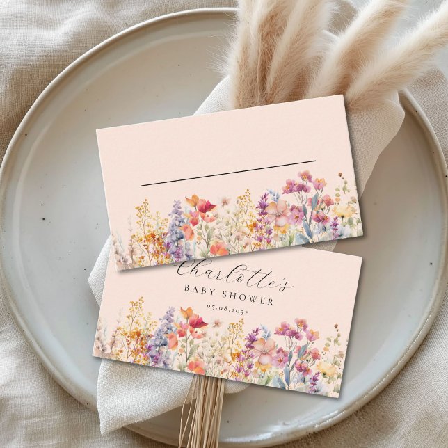 Modern Wildflower Baby Shower Place Card (Custom Modern Wildflower Baby Shower Place Card)