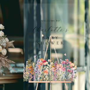 Modern, wildflower Baby Shower Welcome  Acrylic Sign