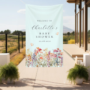 Modern, wildflower baby shower welcome  banner