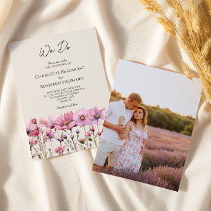 Modern Wildflower Beige We Do Photo Wedding Invitation