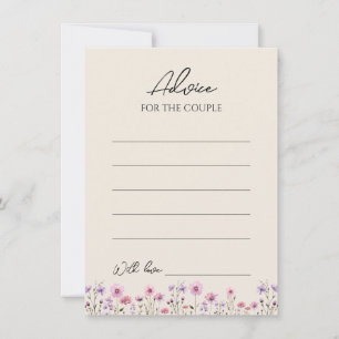 Modern Wildflower Beige Wedding Advice Card