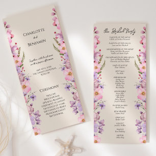 Modern Wildflower Beige Wedding Flat Programme