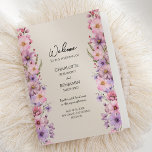 Modern Wildflower Beige Wedding Folded Programme<br><div class="desc">This modern wildflower beige wedding folded program design features a warm beige background adorned with vibrant pink and purple watercolor wildflowers, evoking a sense of timeless romance. The marriage of rustic and elegant boho charm makes this design perfect for couples seeking a modern wildflower aesthetic. Whether you envision a whimsical...</div>