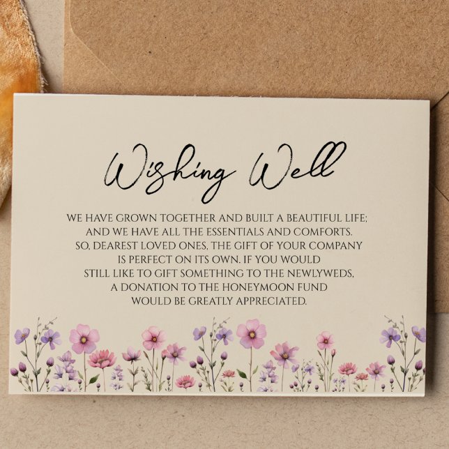 Modern Wildflower Beige Wedding Wishing Well Enclosure Card (Creator Uploaded)