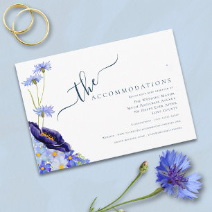 Modern Wildflower Blue Wedding Accommodations Enclosure Card
