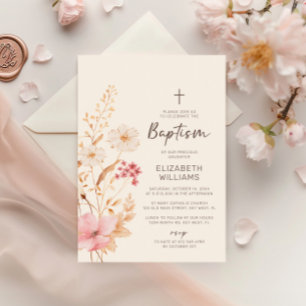 Modern Wildflower Botanical Garden Baptism Invitation