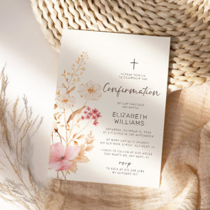 Modern Wildflower   Botanical Garden Confirmation Invitation