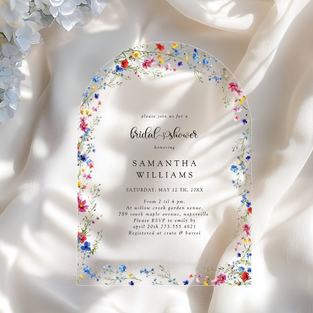 Modern Wildflower Bridal Shower Acrylic Invitations (Modern Wildflower Bridal Shower Acrylic Invitations)