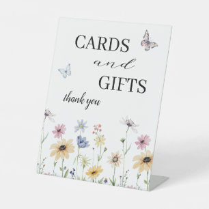 Modern Wildflower Floral Wedding Cards & Gifts Pedestal Sign