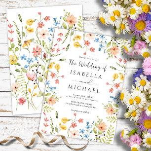 Modern Wildflower Frame Garden Wedding  Invitation