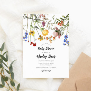 Modern Wildflower Garden Greenery Baby Shower Invitation