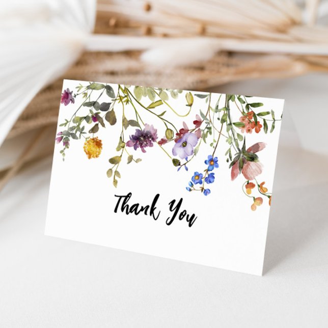 Modern Wildflower Garden Greenery Bridal Shower Thank You Card (Creator Uploaded)