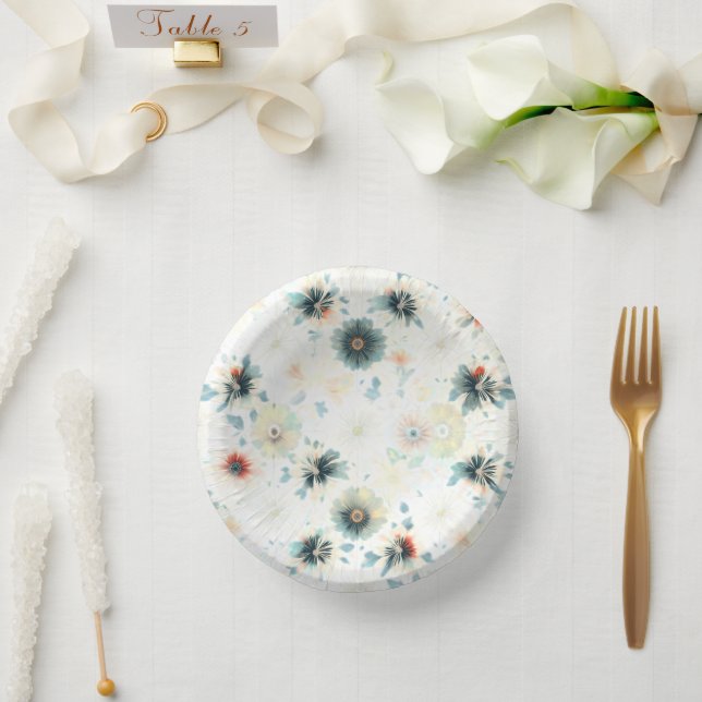 Modern Wildflower Garden Paper Plates (Wedding)
