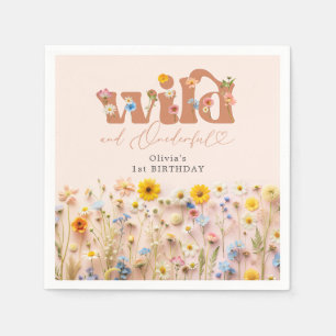 Modern Wildflower Girl 1st Birthday Napkin
