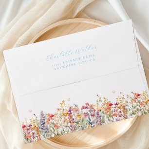 Modern, Wildflower Girl Baby Shower Envelope