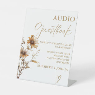 Modern wildflower Gold Audio Guestbook Sign