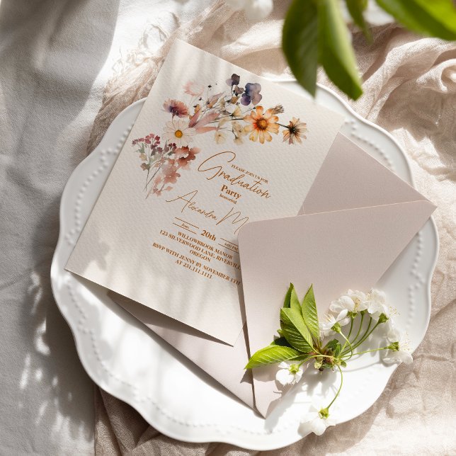 Modern Wildflower Graduation Invitation (Creator Uploaded)