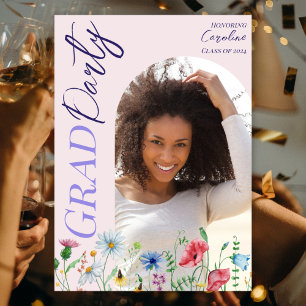 Modern Wildflower Graduation Party 2025 Arch Photo Invitation