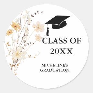 Modern Wildflower Graduation Party  Classic Round Sticker