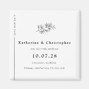 Modern Wildflower Line Art Save the Date Magnet