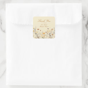 Modern Wildflower Love Is In Bloom Thank You Square Sticker