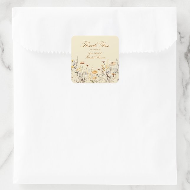 Modern Wildflower Love Is In Bloom Thank You Square Sticker (Creator Uploaded)