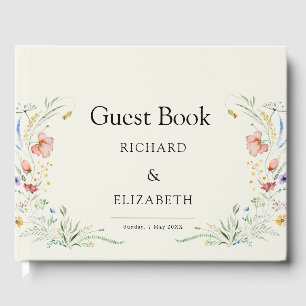 Modern Wildflower Minimal Elegant Wedding Guest Book