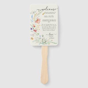 Modern Wildflower Minimal Elegant Wedding Hand Fan