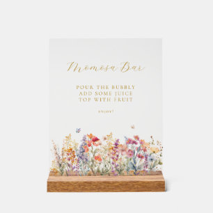 Modern, Wildflower Momosa Bar Baby Shower  Acrylic Sign
